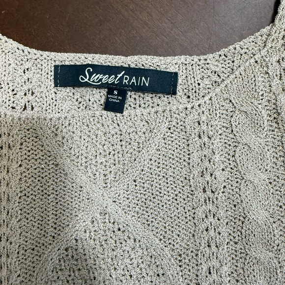 Cable Knit Sweater Tank Top Crop Beige Natural Size Small - Picture 2 of 7